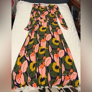 Boden dress, long floral and long sleeves
